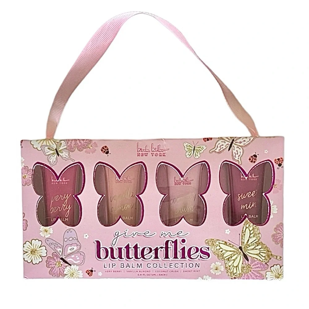 Nicole Miller NY Lip Balm Collection’Give me Butterflies’ 4 pc. BRAND NEW